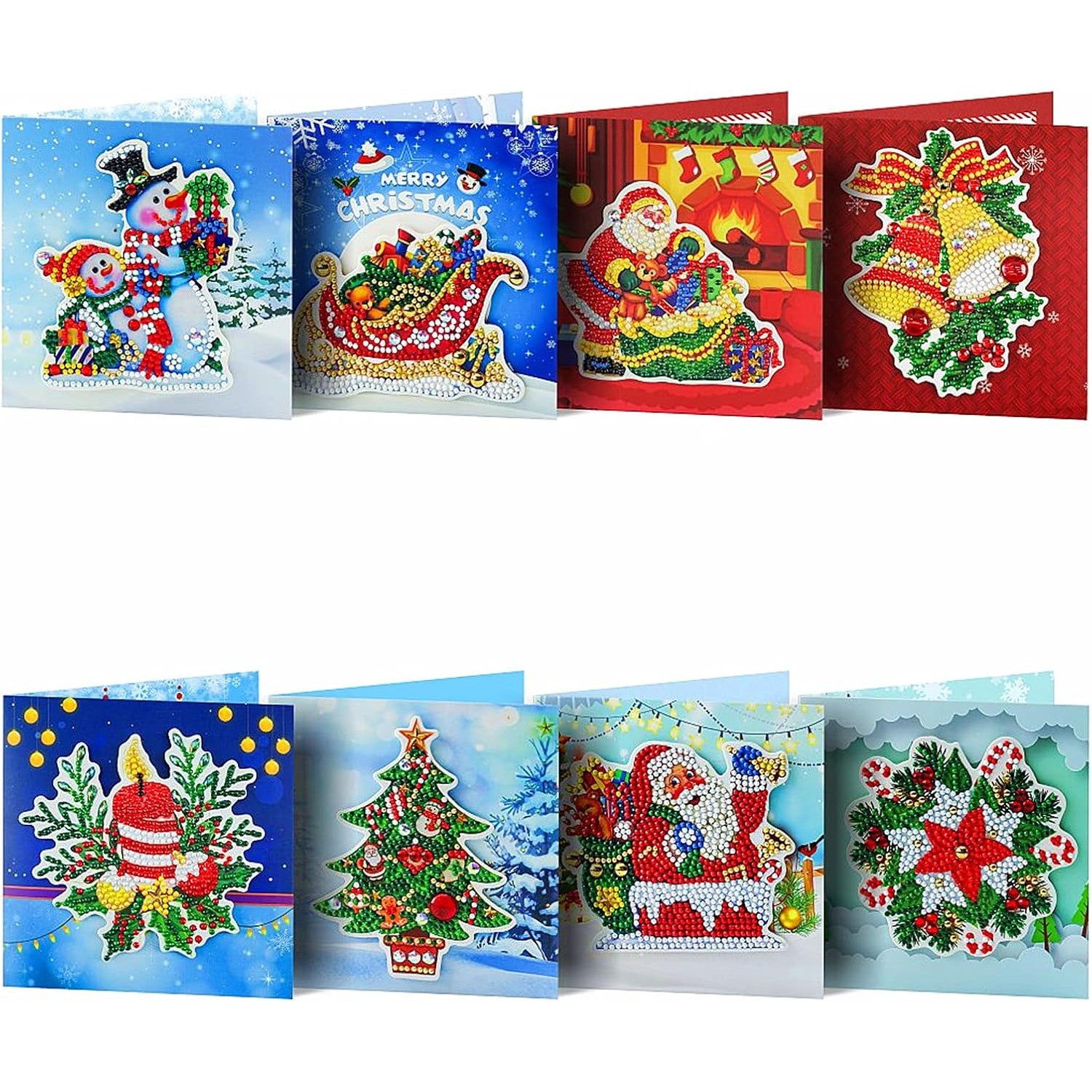 3D Christmas Card Set 6 (8 Pack)-Round-DiamondArt.ca