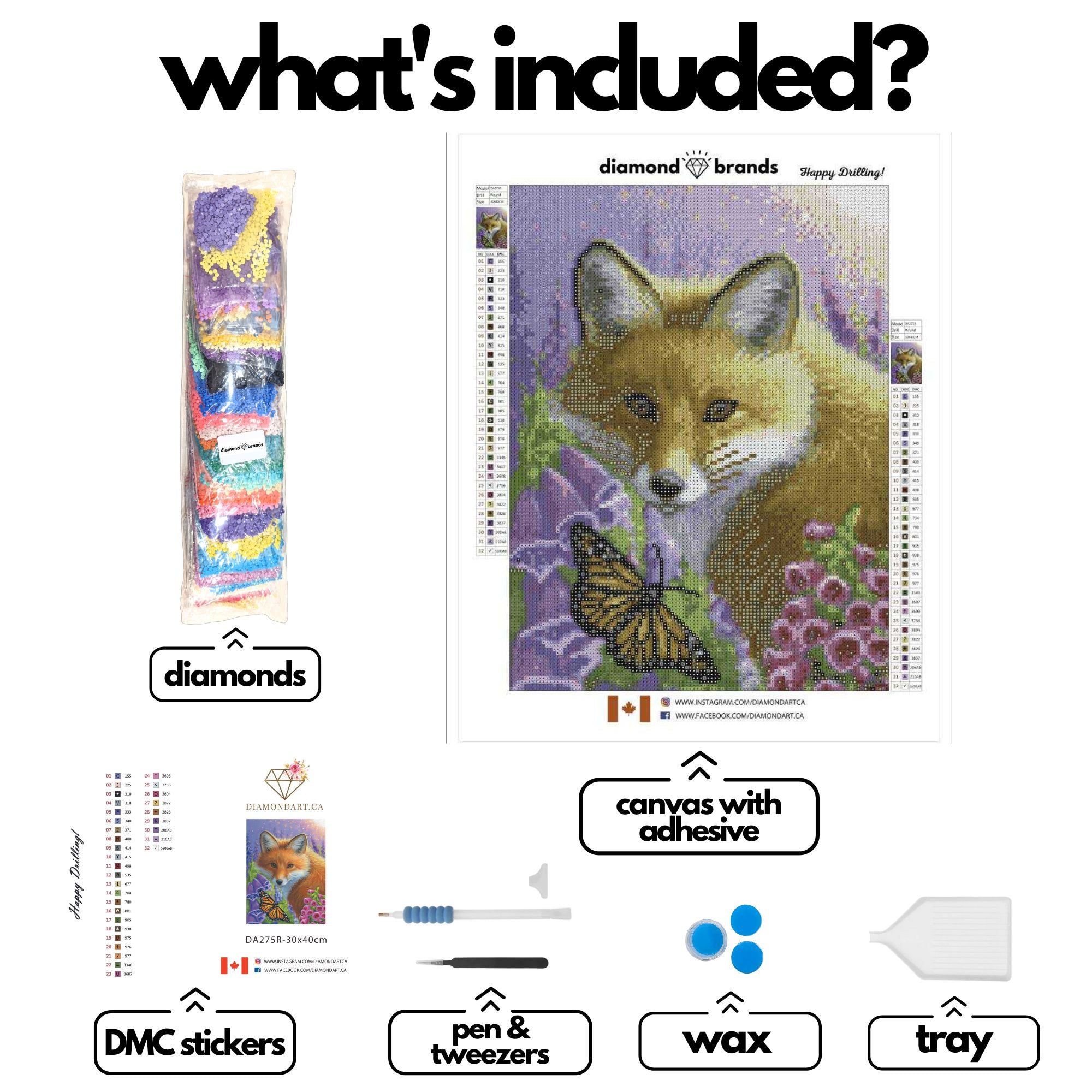 A Fox In The Foxgloves by Bridget Voth-30x40cm-Round-DiamondArt.ca