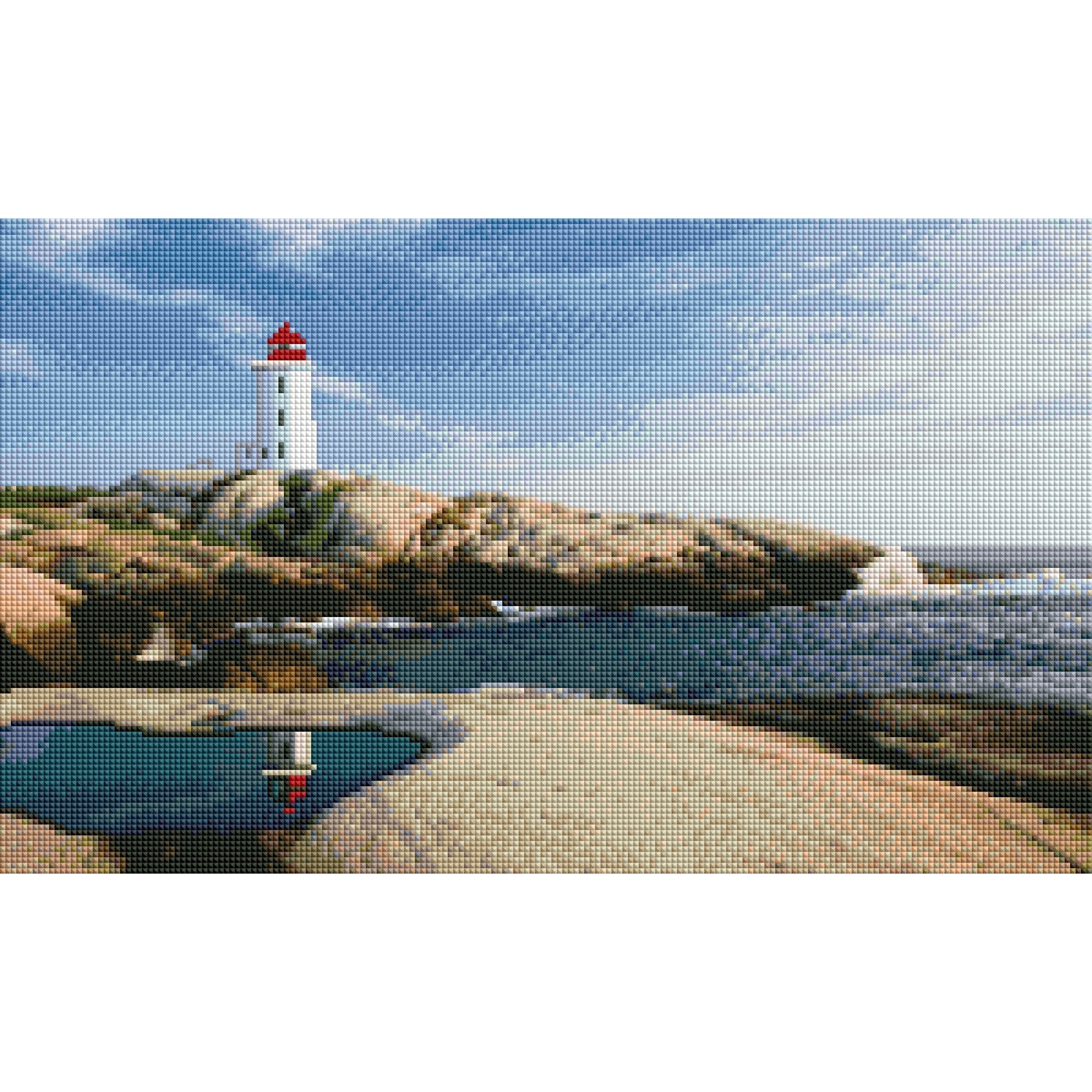 Afternoon at Peggy's Cove-30x50cm-Round-DiamondArt.ca