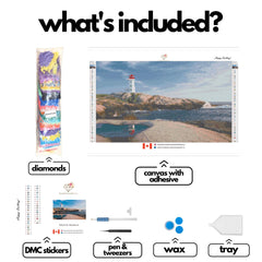 Afternoon at Peggy's Cove-30x50cm-Round-DiamondArt.ca