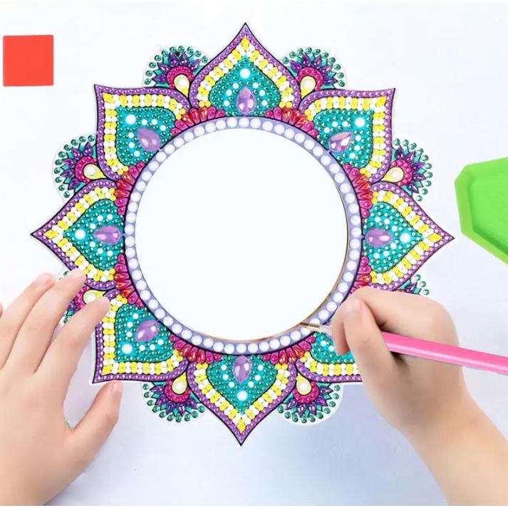 Aqua Mandala Mirror-Special-DiamondArt.ca