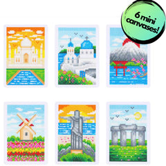 Around the World Sparkle Minis 6 Canvas Kit-Round-DiamondArt.ca