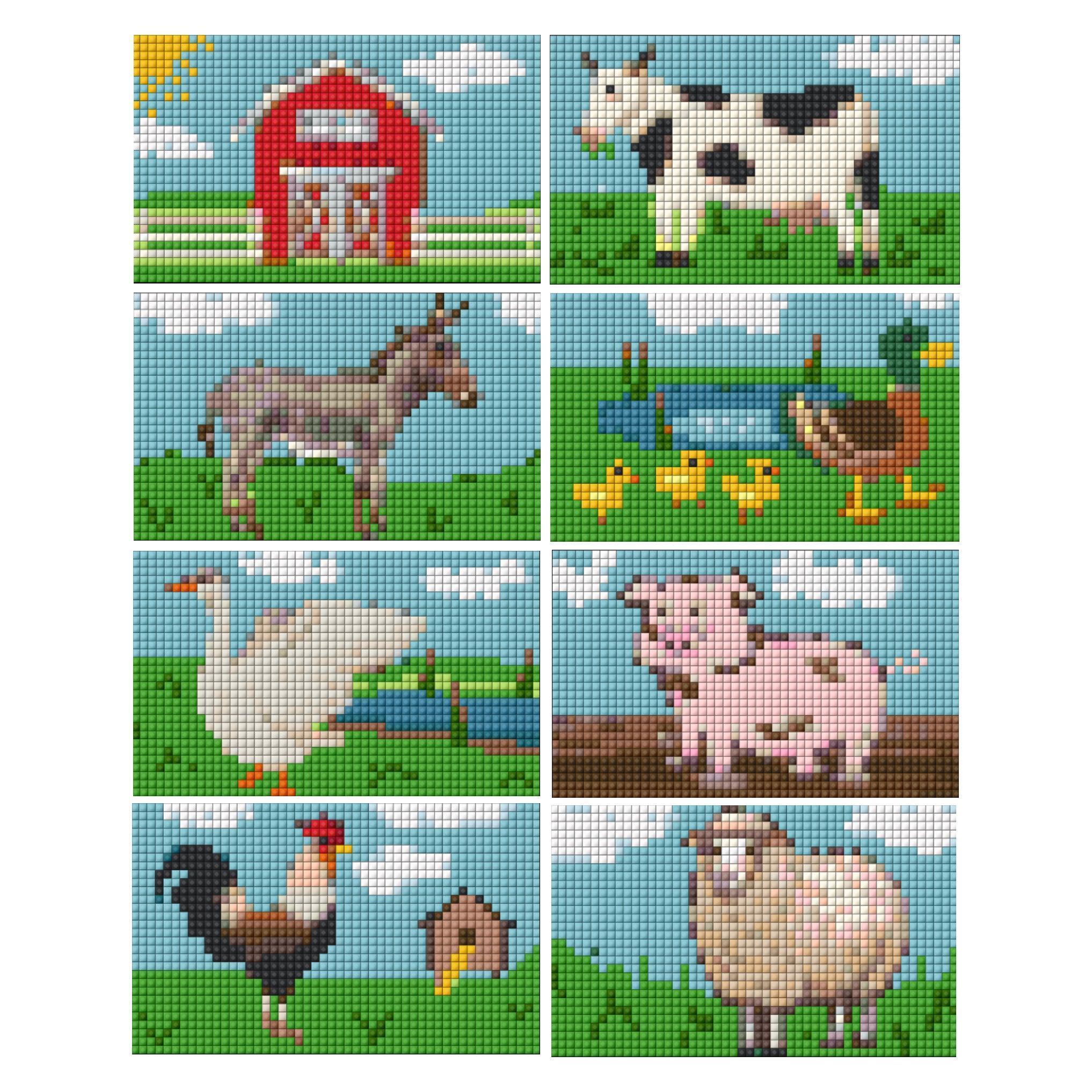 Barnyard Buddies Sparkle Minis 8 Canvas Kit-Square-DiamondArt.ca