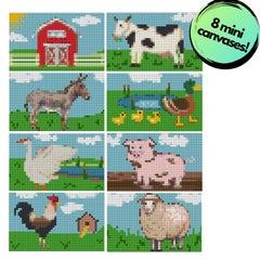 Barnyard Buddies Sparkle Minis 8 Canvas Kit-Square-DiamondArt.ca