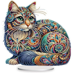 Bejeweled Cat Tabletop Decoration-Special-DiamondArt.ca