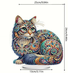 Bejeweled Cat Tabletop Decoration-Special-DiamondArt.ca