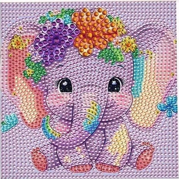 Bejeweled Elephant Kid's Kit-17x17cm-Special-DiamondArt.ca