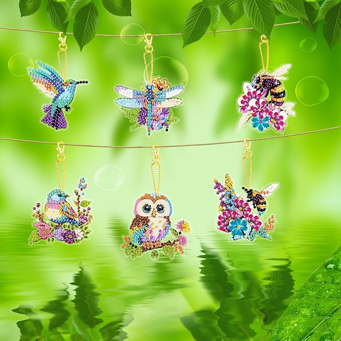 Birds & Bumblebees Key Chain Kit-Special-DiamondArt.ca