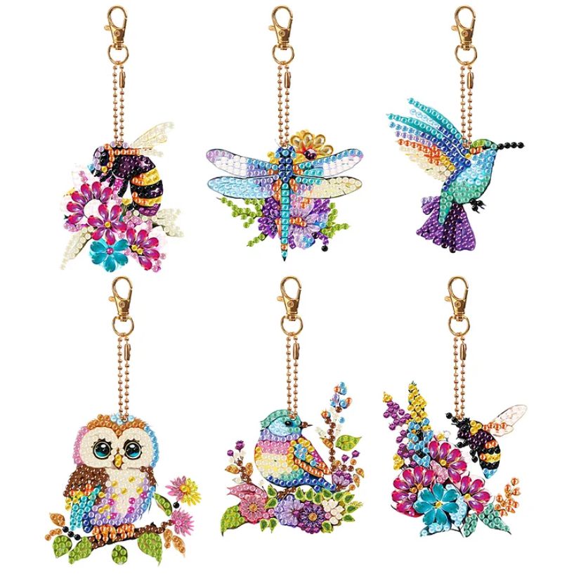 Birds & Bumblebees Key Chain Kit-Special-DiamondArt.ca