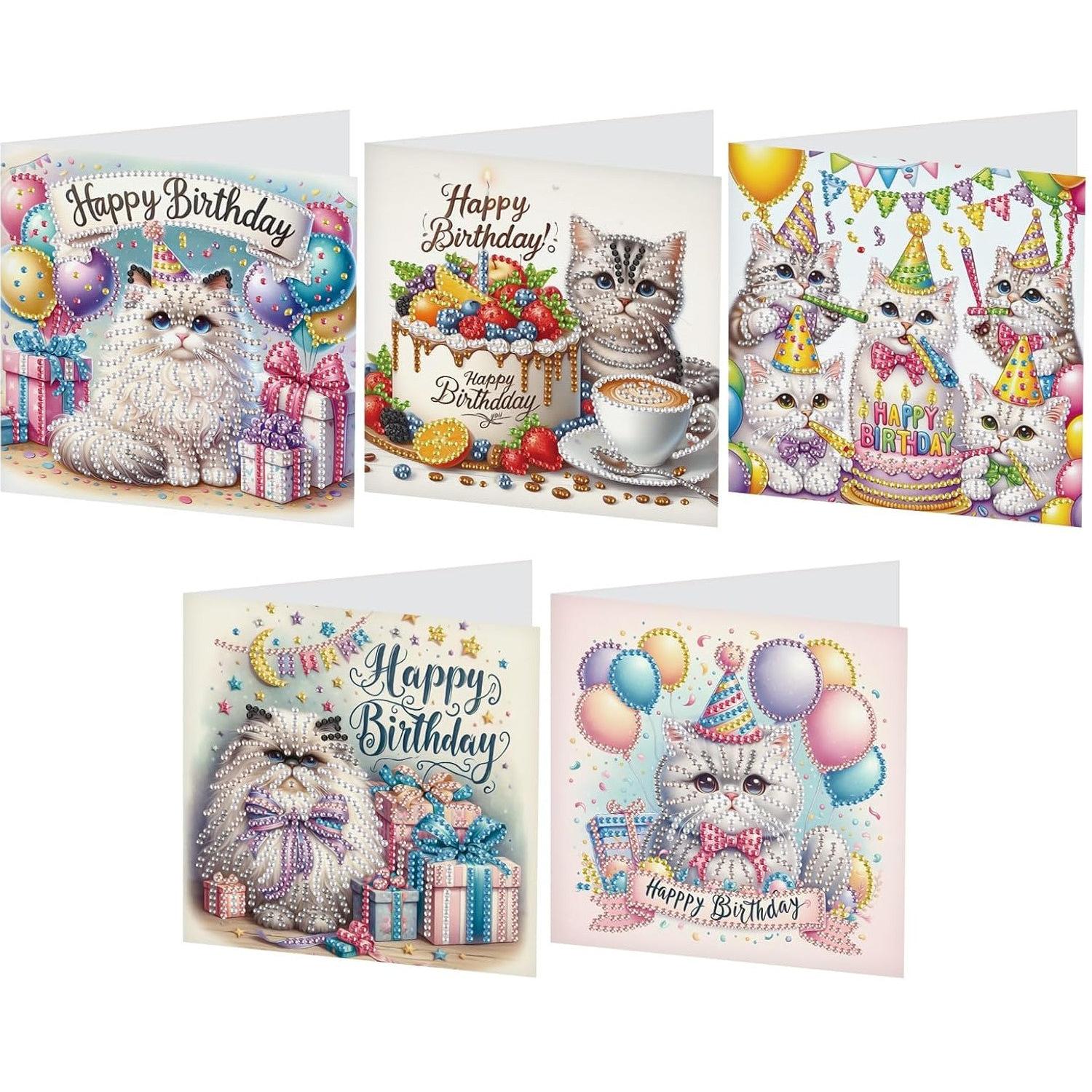Birthday Cat-titude Cards (5 Pack)-Special-DiamondArt.ca