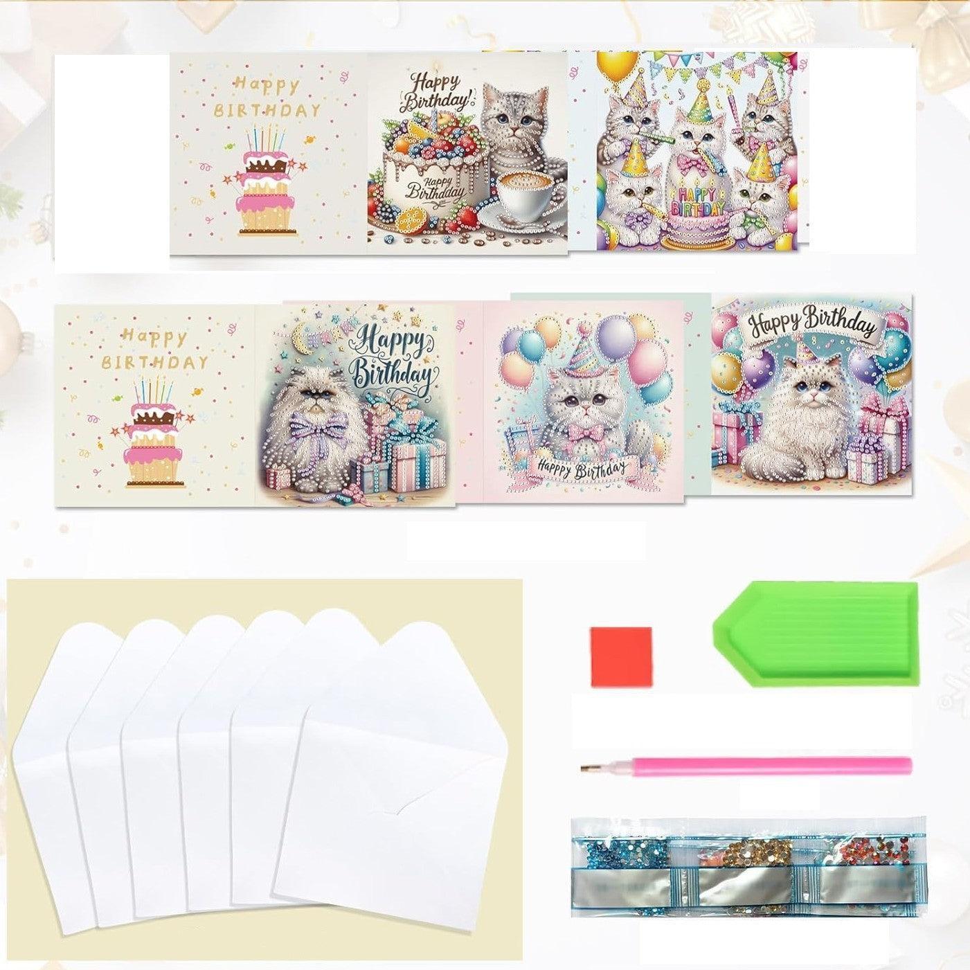 Birthday Cat-titude Cards (5 Pack)-Special-DiamondArt.ca