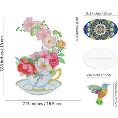 Blooming Teacup Tabletop Decoration-Special-DiamondArt.ca