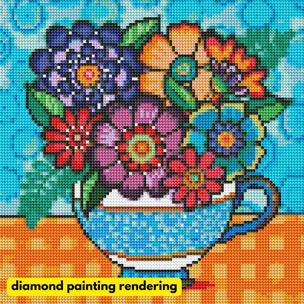 Blue China by Hello Angel-30x30cm-Square-DiamondArt.ca