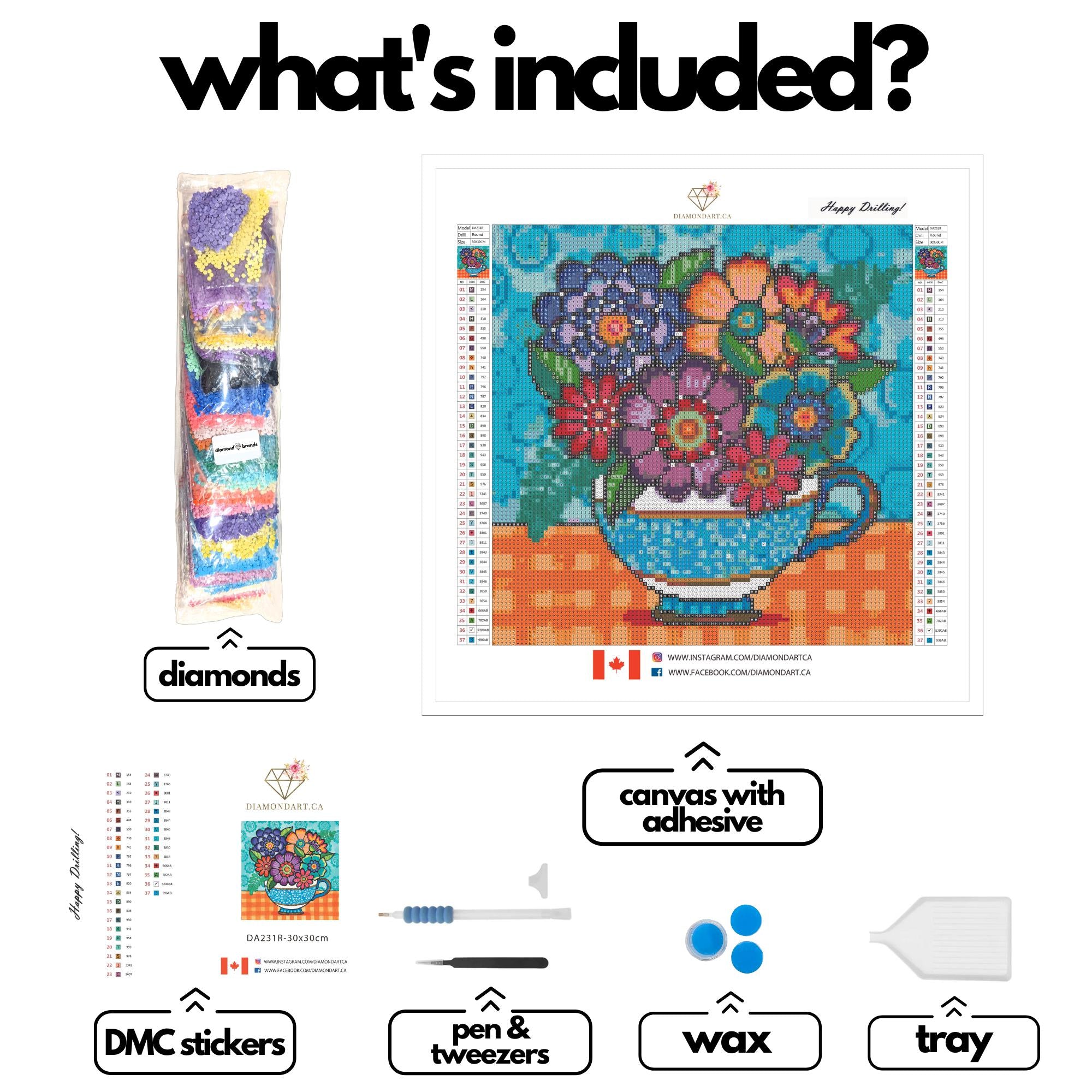 Blue China by Hello Angel-30x30cm-Square-DiamondArt.ca