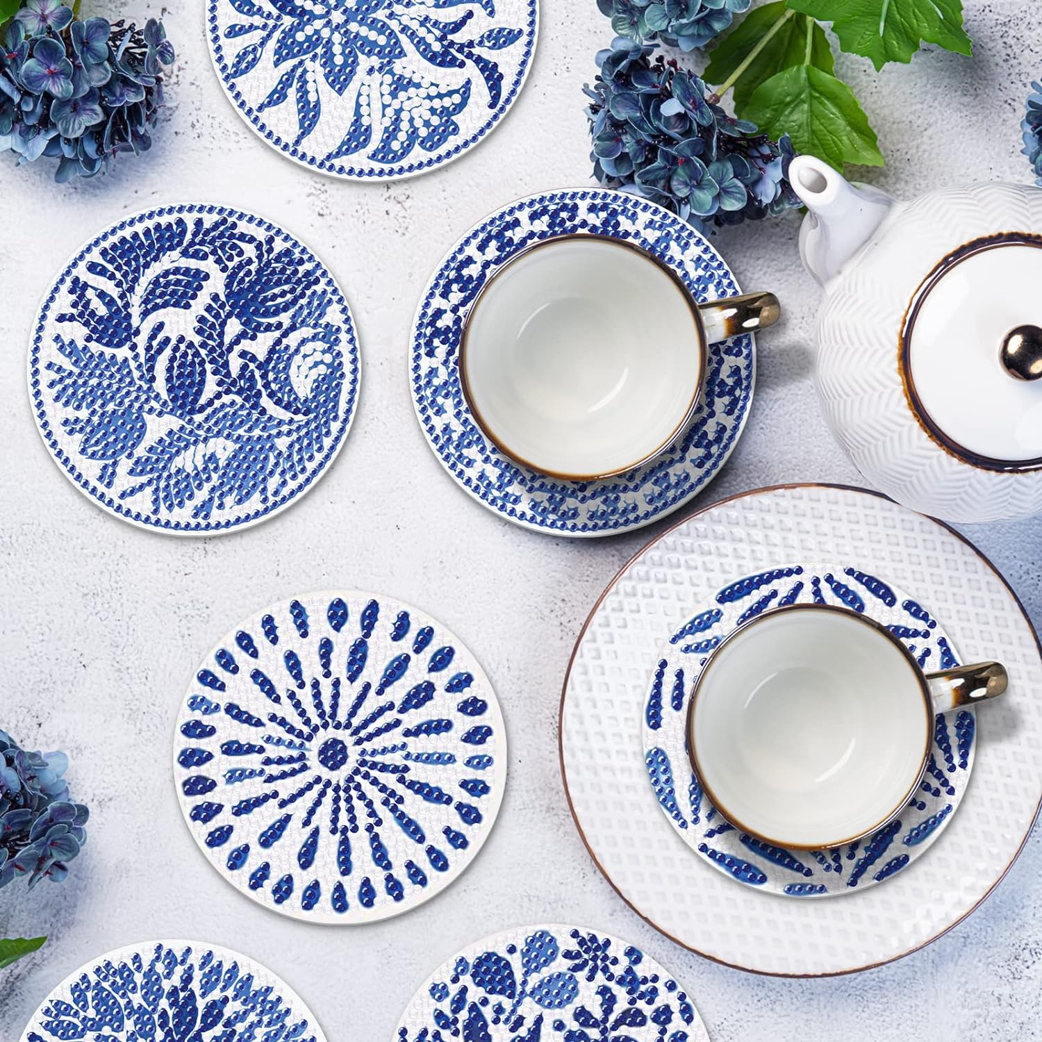 Blue Willow Coaster Set (8 pieces)-Special-DiamondArt.ca