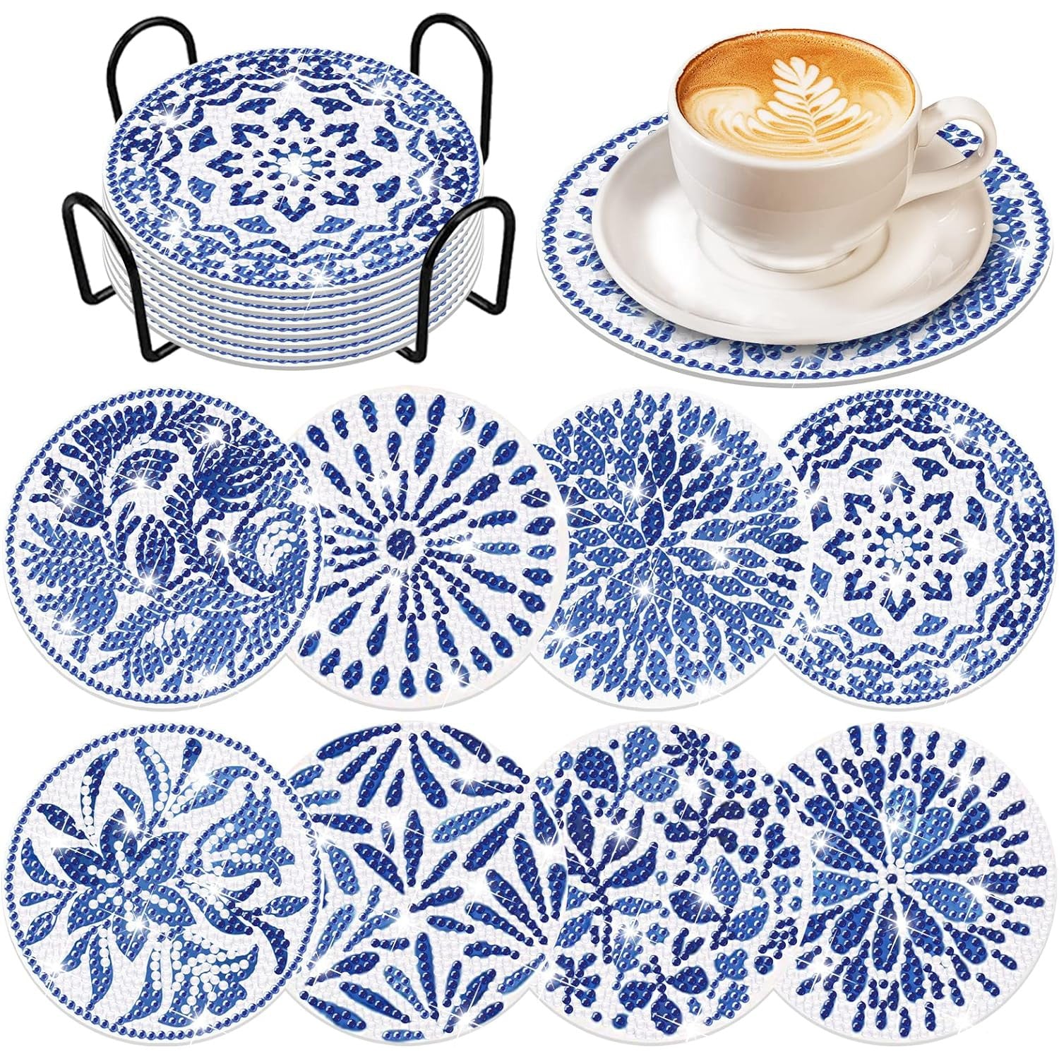 Blue Willow Coaster Set (8 pieces)-Special-DiamondArt.ca