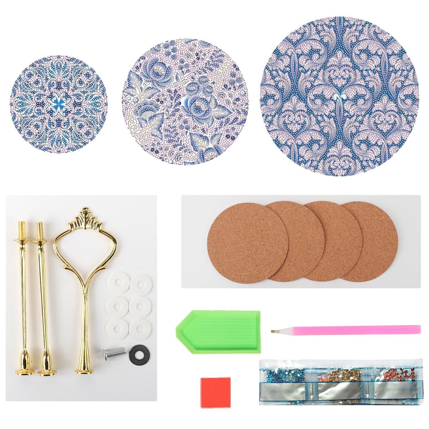 Blue Willow Wooden Tiered Tray-Special-DiamondArt.ca