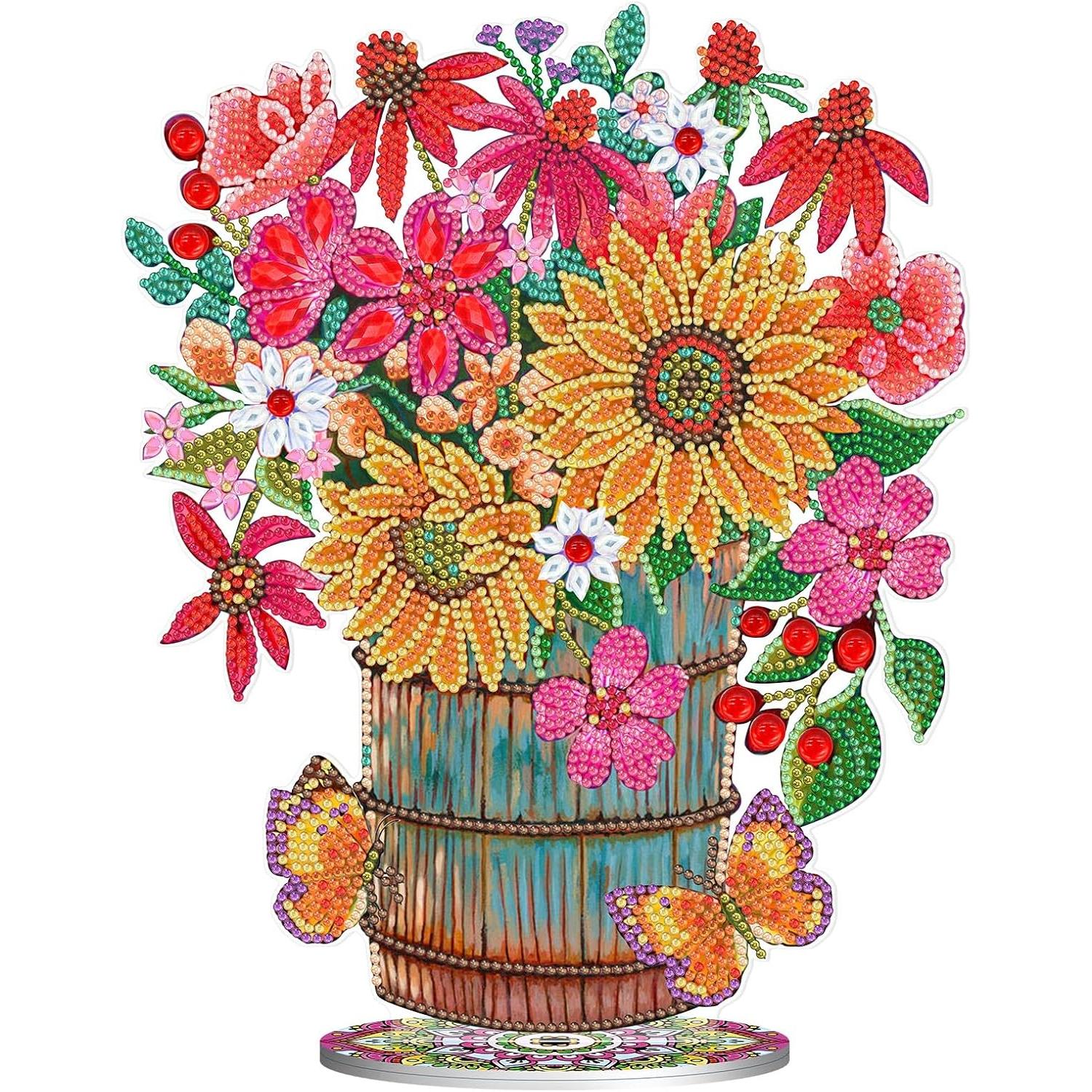 Bucket of Blossoms Tabletop Decoration-Special-DiamondArt.ca