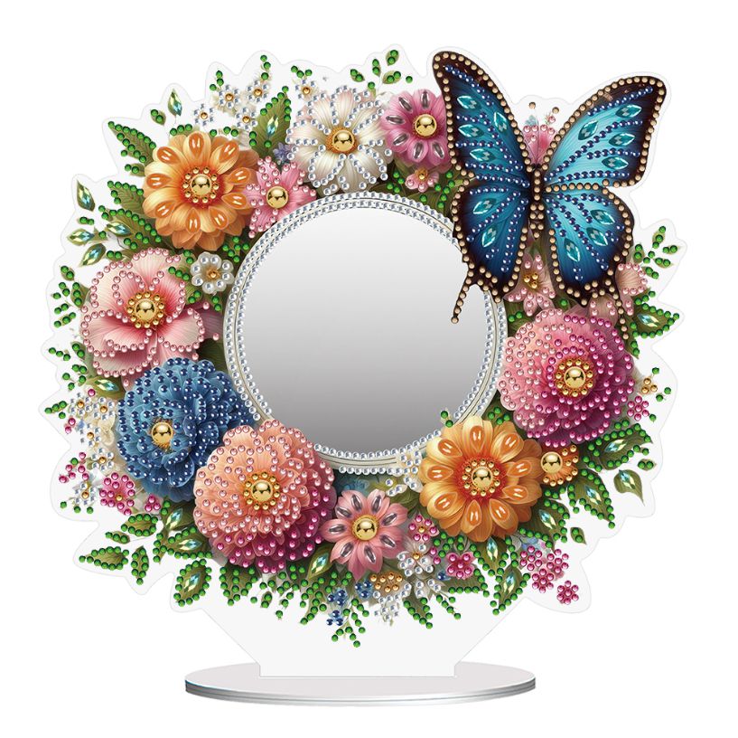 Butterfly Blooms Tabletop Mirror-Special-DiamondArt.ca