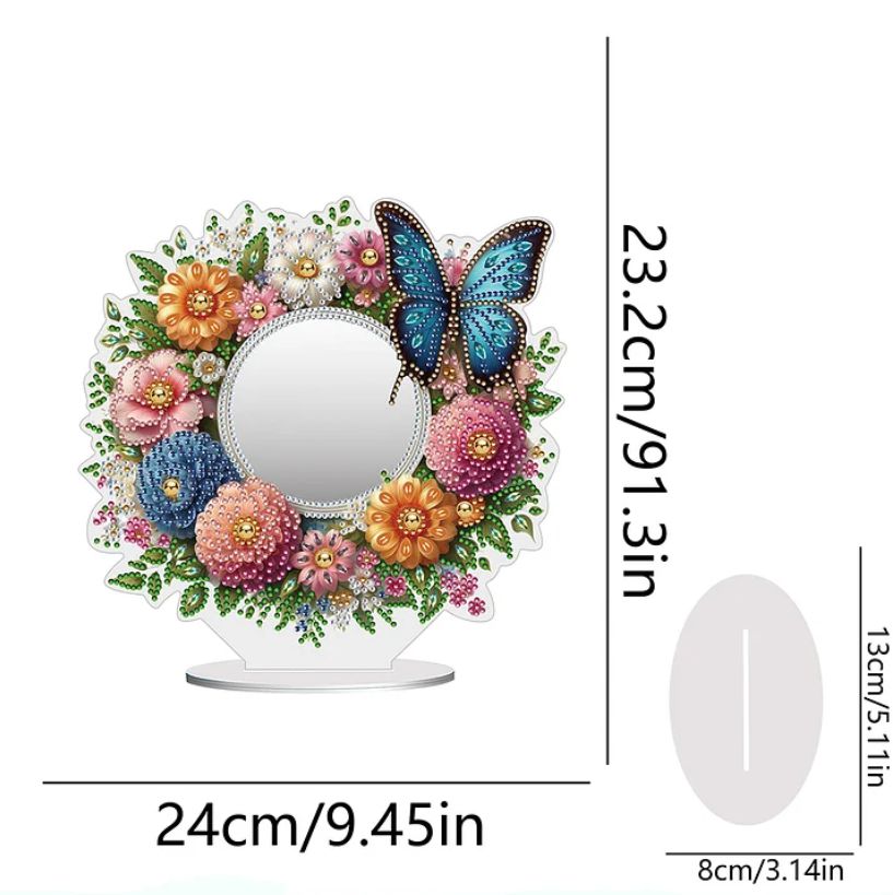 Butterfly Blooms Tabletop Mirror-Special-DiamondArt.ca