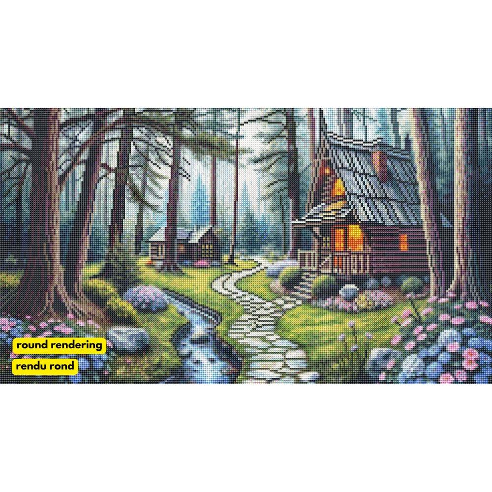 Cabins Among The Hydrangeas by Tabz Jones-40x70cm-Round-DiamondArt.ca