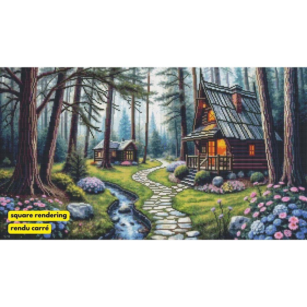 Cabins Among The Hydrangeas by Tabz Jones-40x70cm-Round-DiamondArt.ca