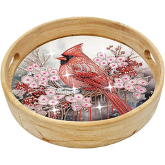 Cherry Blossom Cardinal Wooden Serving Tray-Special-DiamondArt.ca
