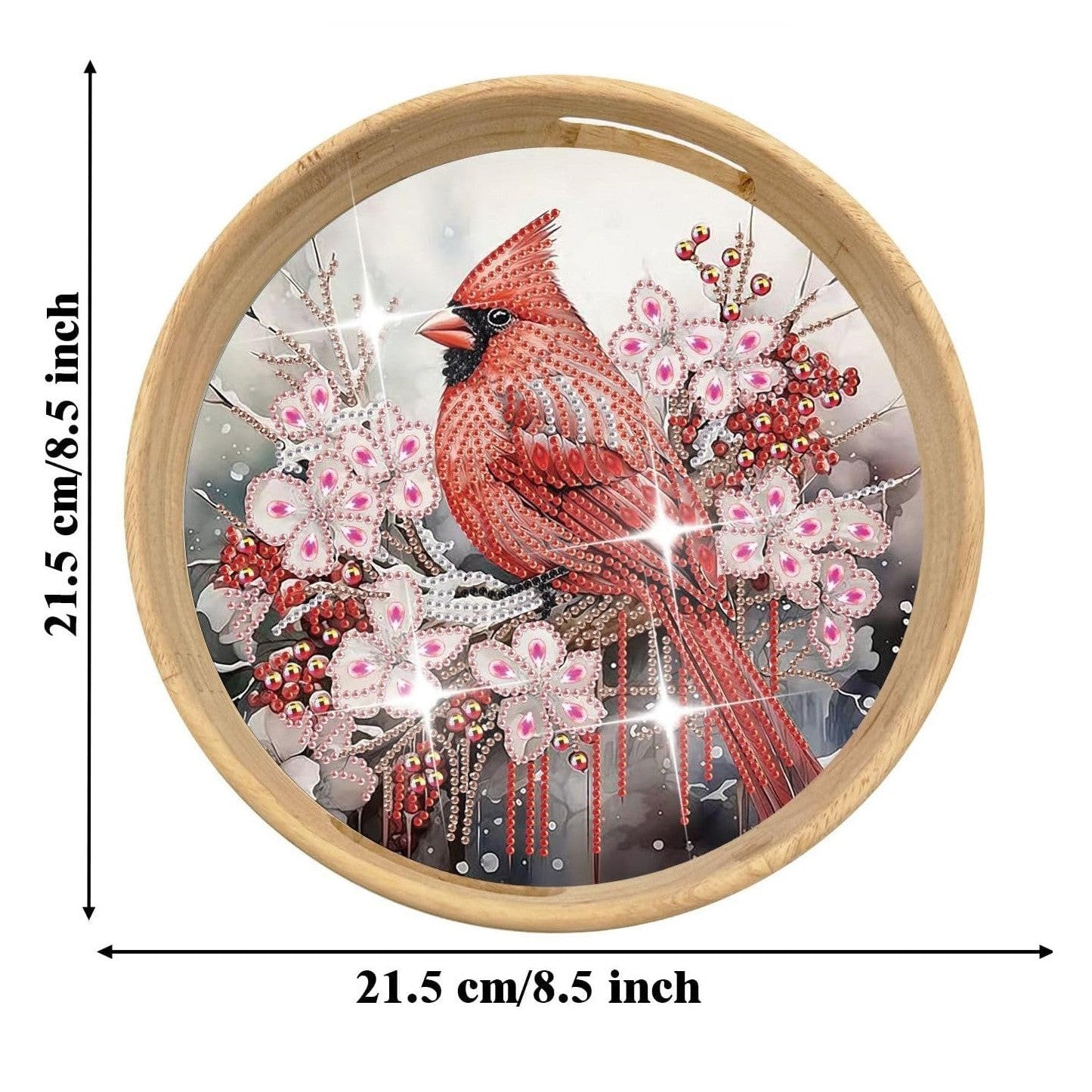 Cherry Blossom Cardinal Wooden Serving Tray-Special-DiamondArt.ca