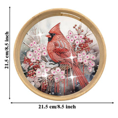Cherry Blossom Cardinal Wooden Serving Tray-Special-DiamondArt.ca