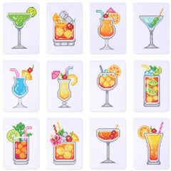 Cocktail Hour Sparkle Minis 12 Canvas Kit-Round-DiamondArt.ca