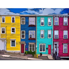 Colourful Jellybean Houses-30x40cm-Round-DiamondArt.ca