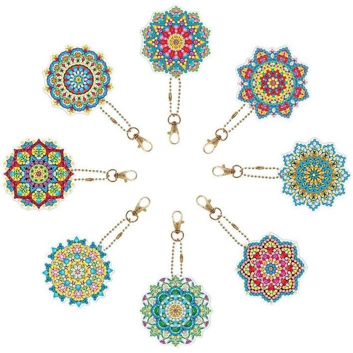 Colourful Mandalas Key Chain Kit (8 Pieces)-Special-DiamondArt.ca