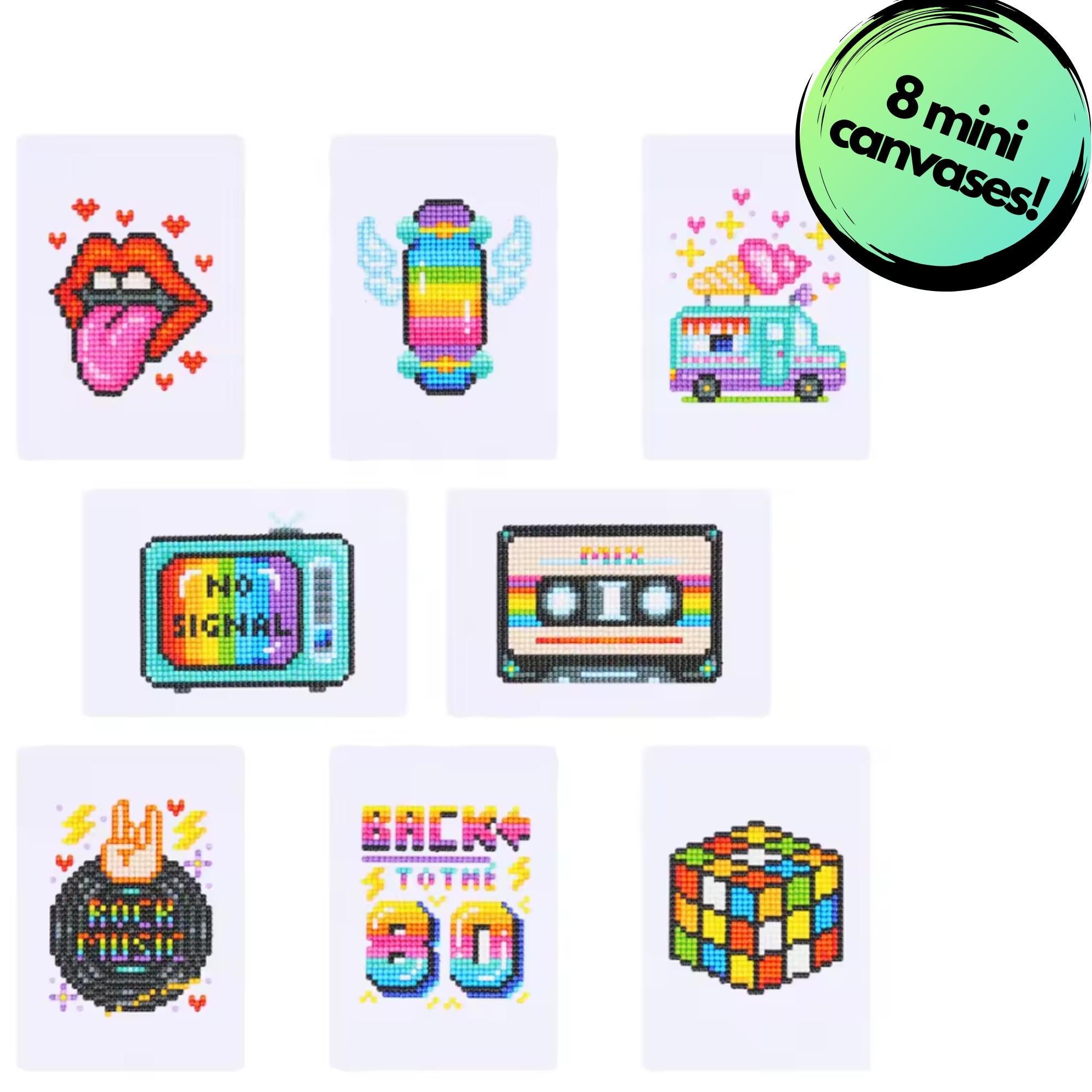 Electric 80s Sparkle Minis 8 Canvas Kit-Round-DiamondArt.ca