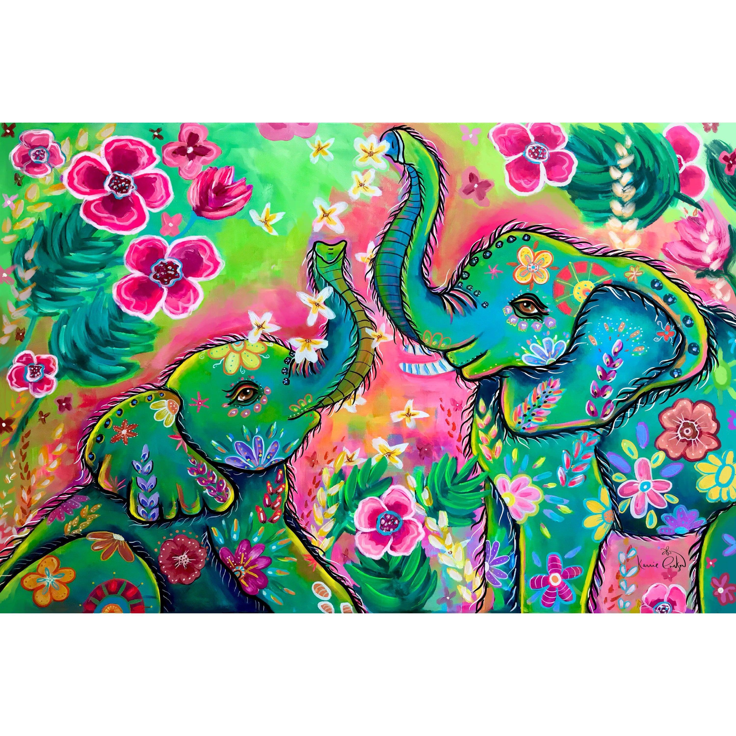 Elephants by Karrie Evenson-30x45cm-Round-DiamondArt.ca