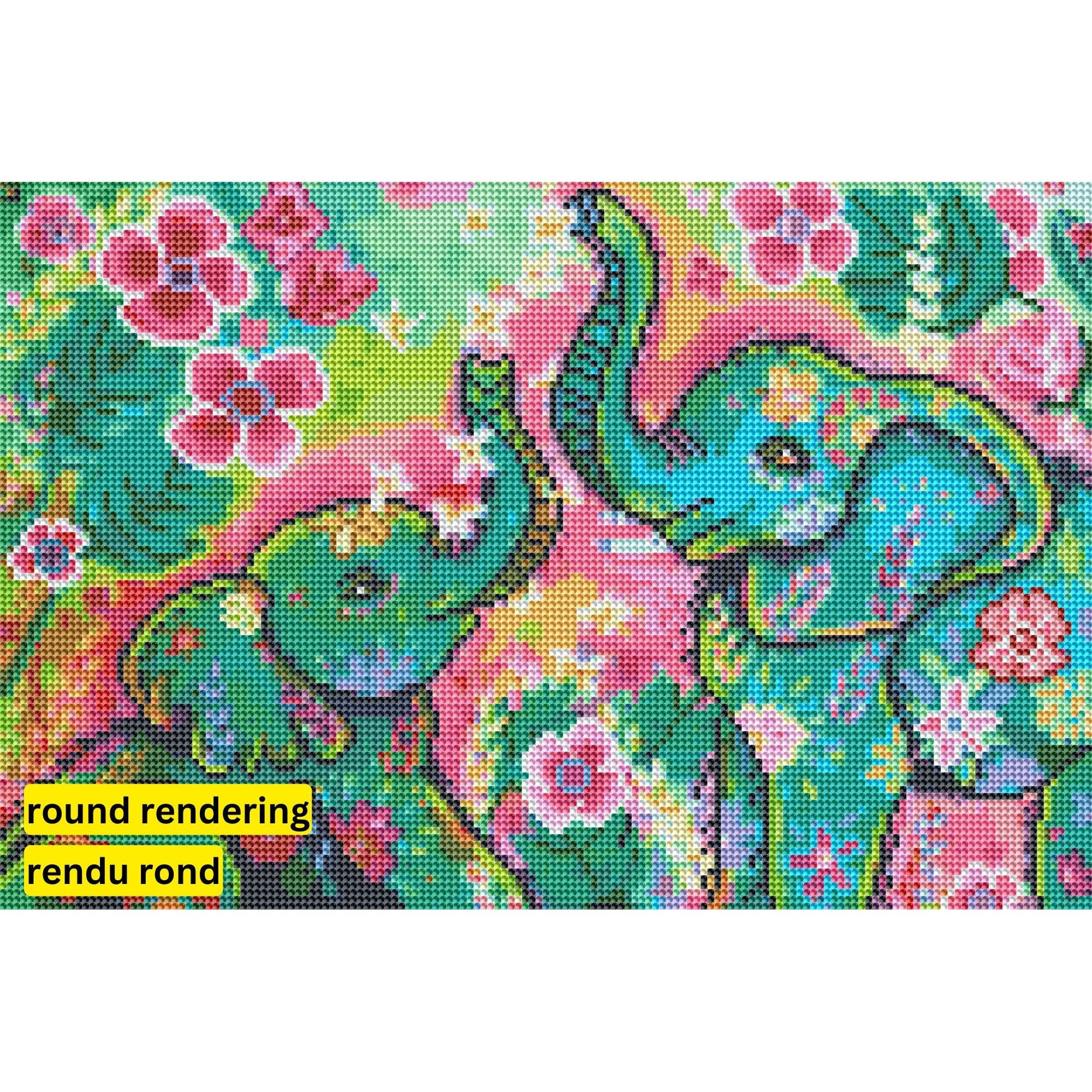 Elephants by Karrie Evenson-30x45cm-Round-DiamondArt.ca