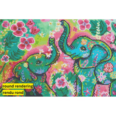Elephants by Karrie Evenson-30x45cm-Round-DiamondArt.ca