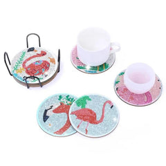 Flamingo Paradise Coaster Set (8 pieces)-Special-DiamondArt.ca