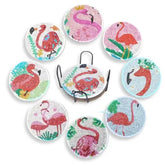 Flamingo Paradise Coaster Set (8 pieces)-Special-DiamondArt.ca