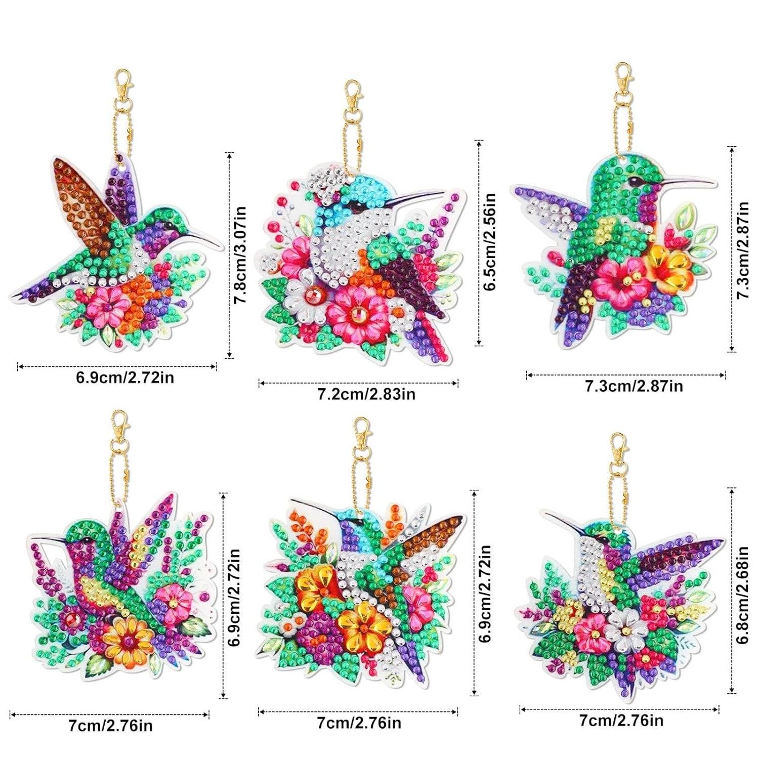 Floral Hummingbirds Key Chain Kit-Special-DiamondArt.ca