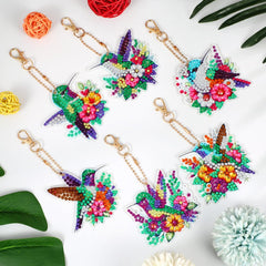 Floral Hummingbirds Key Chain Kit-Special-DiamondArt.ca