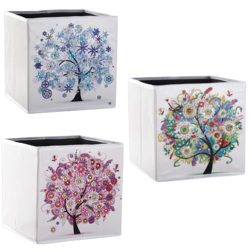 Floral Tree Storage Bin-Blue-DiamondArt.ca