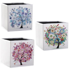 Floral Tree Storage Bin-Blue-DiamondArt.ca