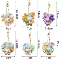Flower Friends Gnome Key Chain Kit-Special-DiamondArt.ca