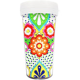 Fun Flowers 16 Ounce (470 ml) Plastic Tumbler-Special-DiamondArt.ca