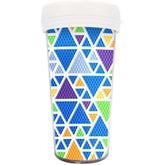 Geometric Blue 16 Ounce (470 ml) Plastic Tumbler-Special-DiamondArt.ca