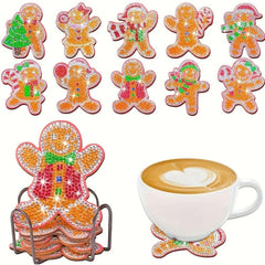 Gingerbread Friends Coaster Set (10 pieces)-Special-DiamondArt.ca