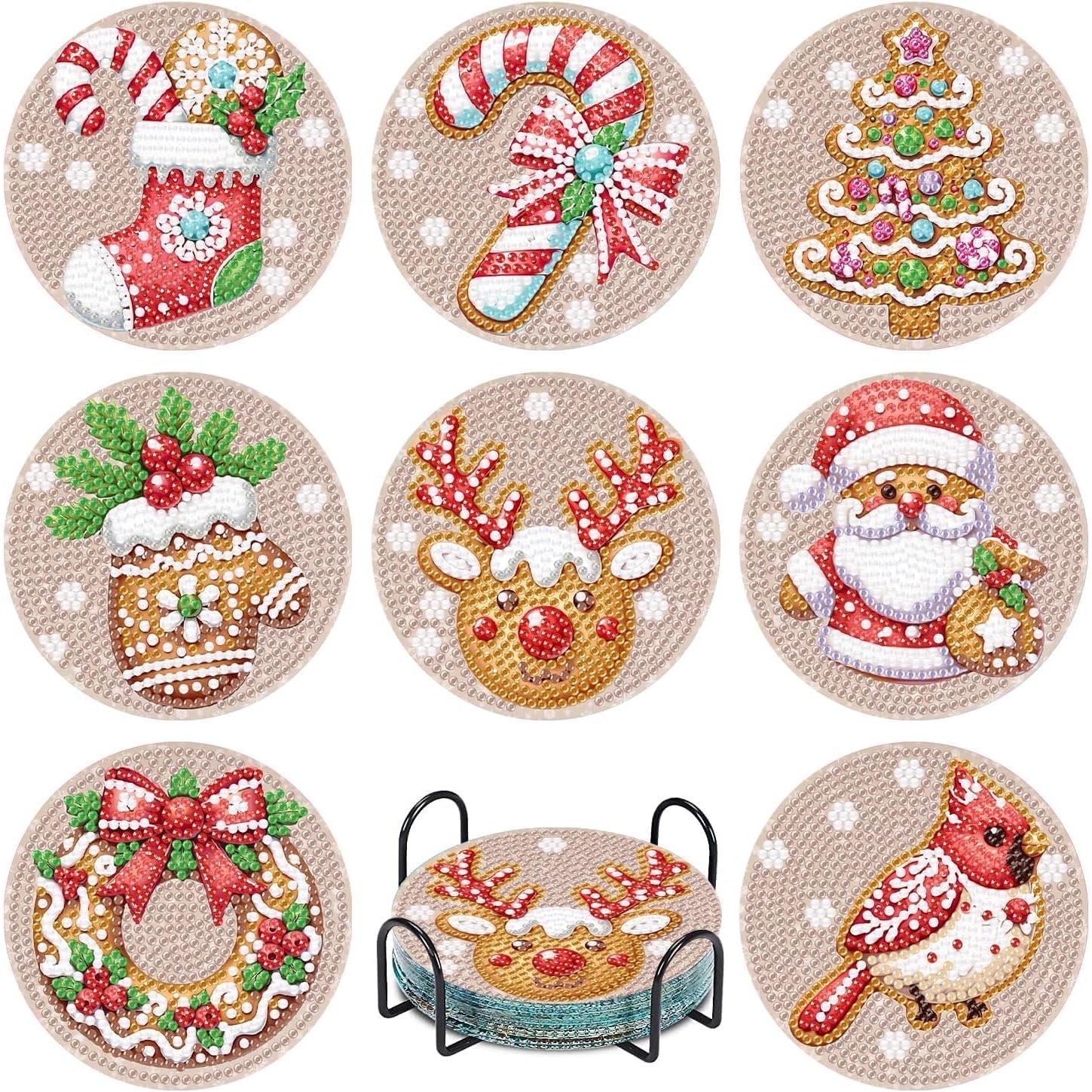 Gingerbread Wishes Coaster Set (8 pieces)-Special-DiamondArt.ca