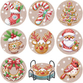 Gingerbread Wishes Coaster Set (8 pieces)-Special-DiamondArt.ca