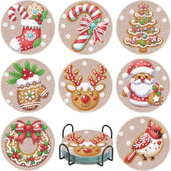 Gingerbread Wishes Coaster Set (8 pieces)-Special-DiamondArt.ca