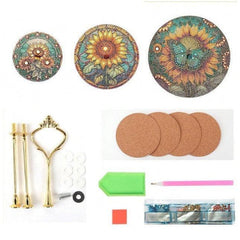 Golden Blooms Wooden Tiered Tray-Special-DiamondArt.ca